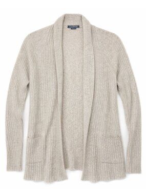 Alashan Womens Cashmere Open Front Cardigan Size L Cream Quiet Luxury Minimalist